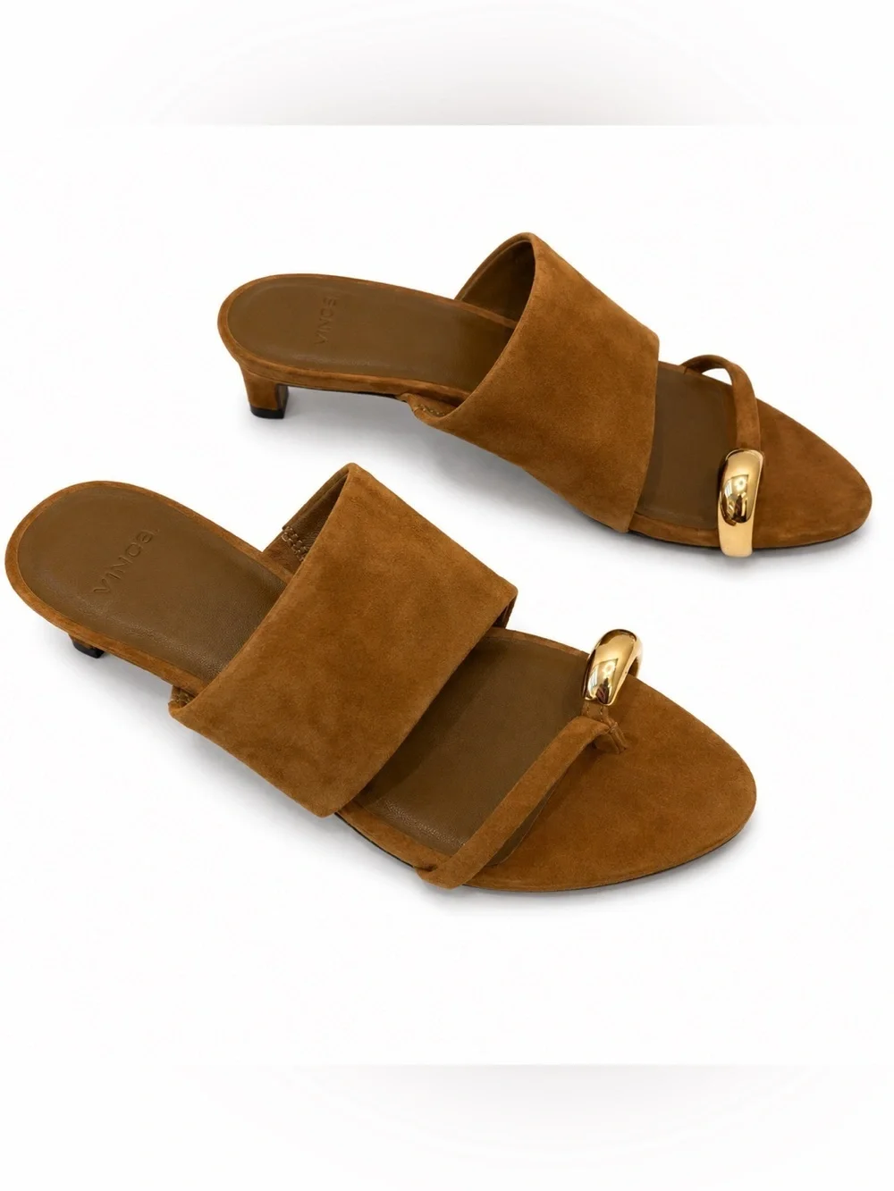 Vince Suzie Suede Heeled Sandals | Brown (Elmwood) | Size 6 | NWOB